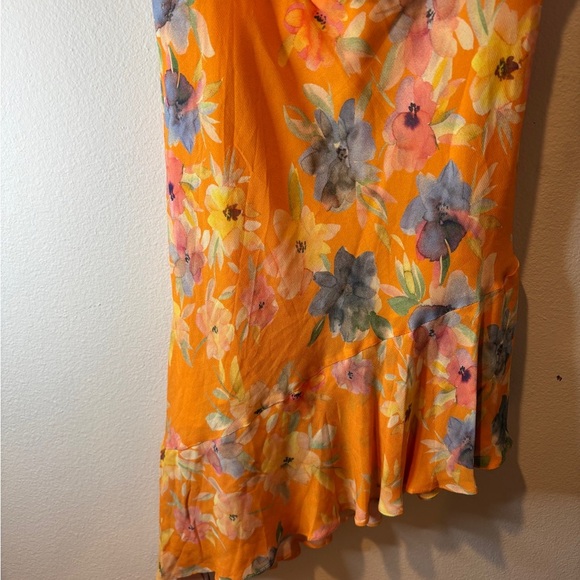 Y2K Amanda Uprichard Orange Floral Asymmetrical Dress - Picture 4 of 10